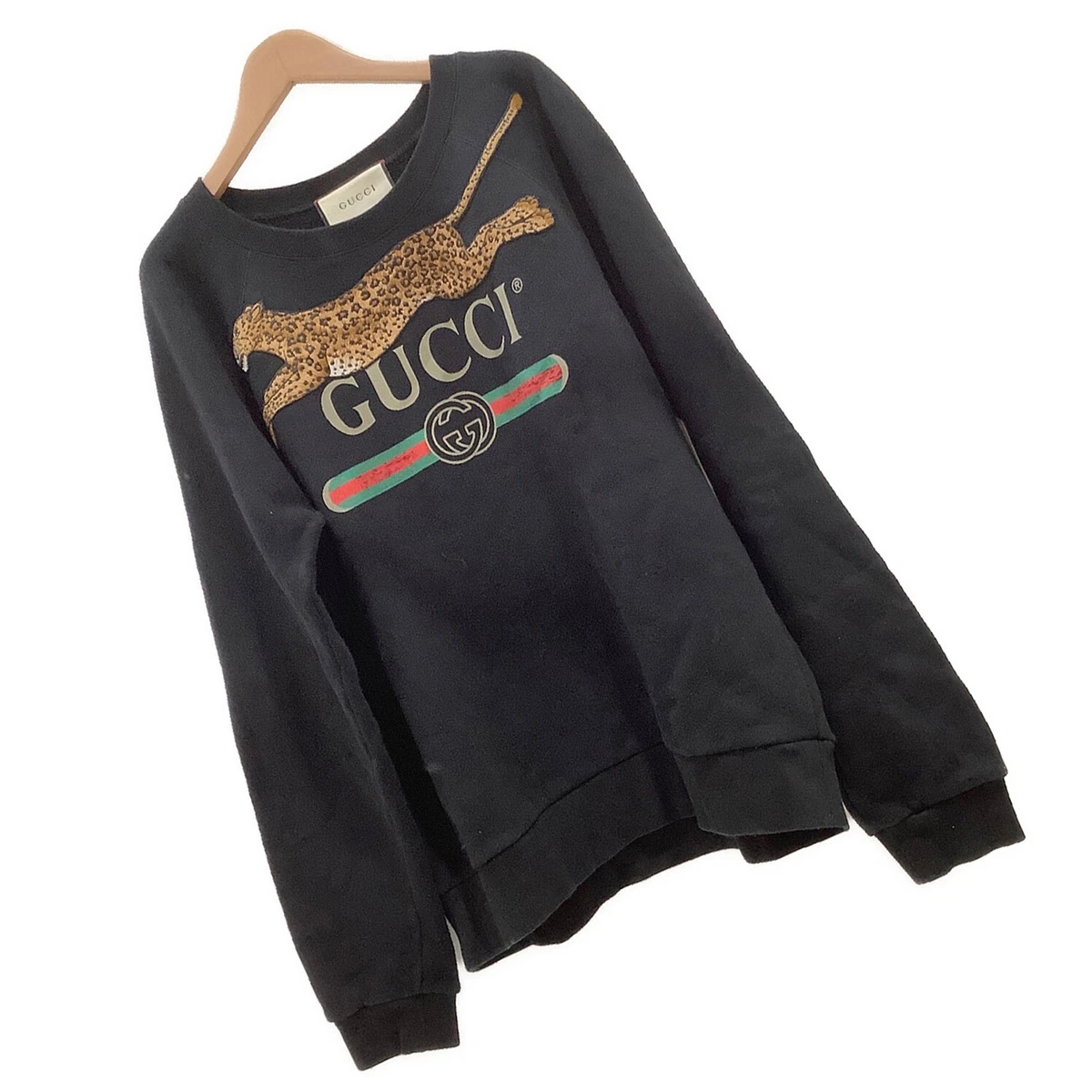 GUCCI Leopard Logo Crew neck Sweatshirt size S Black | eBay