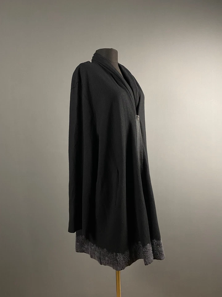 Rare OSKA Green Black Lagenlook Pure Wool Zip Pea Coat Jacket Size 5 XL - Image 3 of 4