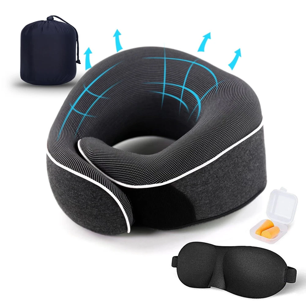 Memory Foam Travel Neck Pillow for Head Support and Comfortable Sleep Memory Foam Travel Neck Pillow for Head Support and Comfortable Sleep