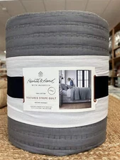 Hearth & Hand By Magnolia KING Texture Stripe Quilt Radiant Gray Quilt BRAND NEW