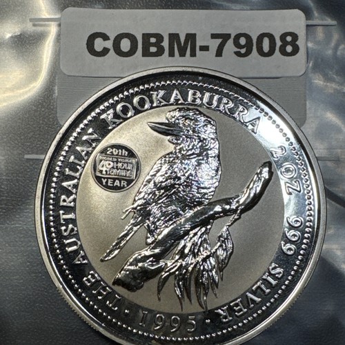 1995 Large 2 Oz .999 Silver Two Dollar Australia Coin Kookaburra COBM-7908