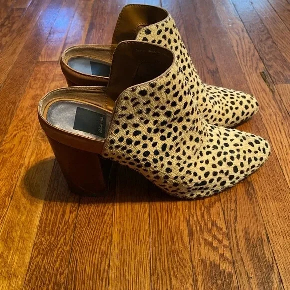 Dolce Vita Renly Mule Leopard Calf Hair Chunky Heel Size 8 eBay