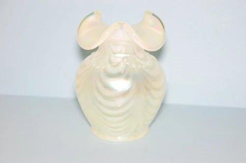 Vtg Fenton Topaz Iridescent Opalescent Drape Vase Signed Don Fenton 2001