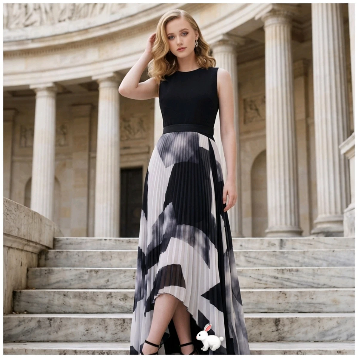 chinese dress ladies Trocadero Black and White Maxi Dress S main image 0