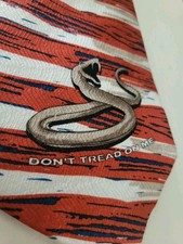Vintage DON'T TREAD ON ME Snake Tie USA USA Flag  RED WHITE BLUE JOHN HILL