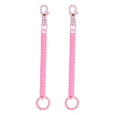 2Pcs, Retractable Coil Springs Keychain with Metal Lobster Clasp Keyring Pink
