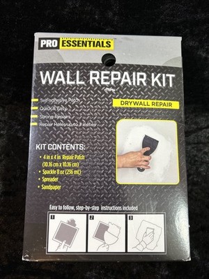 PRO ESSENTIALS Drywall Repair Kit Self-Adhesive Patch Quick & Easy Strong Repair