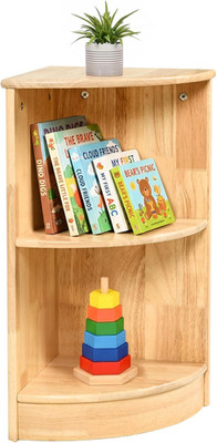 Montessori 2-Tier Rubber Wood Corner Cabinet & Toy Storage Organizer