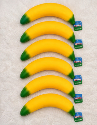 Squeezy Banana Shaped Tear-Resistant Squeeze Ball Stress Reliever, Yellow/Green