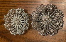 Vintage Signed TipToe Silver Tone Crystal Rhinestone Shoe Clips