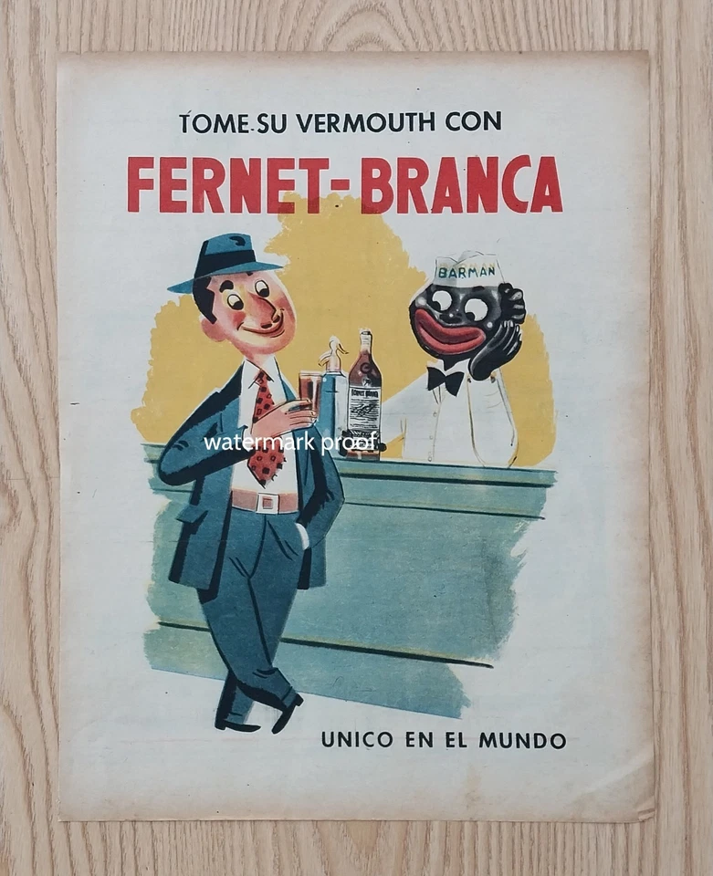 Pôster vintage década de 1940 Fernet Branca anúncio Argentina barman estilo retrô arte de parede - Imagem 2 de 4