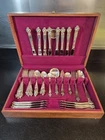 Wallace Sterling Silver Orchid Elegance Set of 8 Flatware 53 Pieces