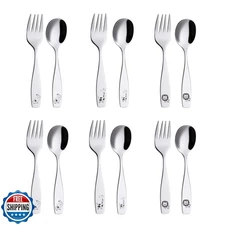 ANNOVA Kids Silverware 12 Pieces Children's Safe Flatware Set Stainless Steel