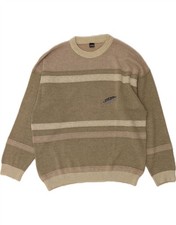 YORN Mens Crew Neck Jumper Sweater XL Grey Colourblock Cotton BT09