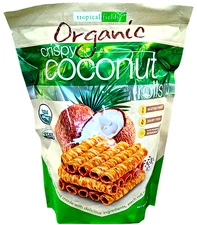 Tropical Fields Organic Crispy Coconut Rolls 11 Ounce Bag EXP 11/2026