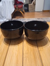 VTG Mikasa Jack Lenor Larsen Mystery CL701 Black Porcelain Tea Cups - Set of 2