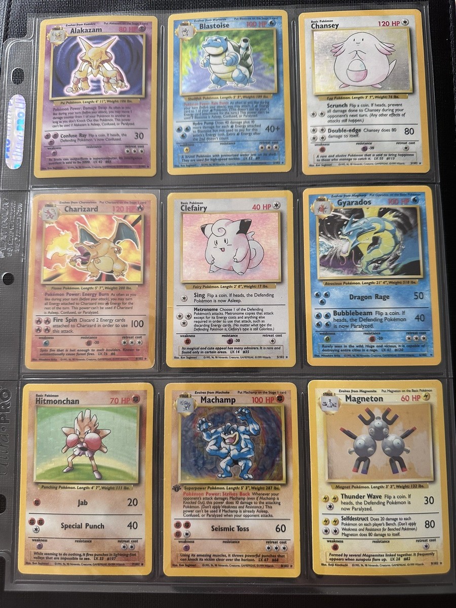 102 original pokemon cards Pokemon Base Set (1-102) 100% Complete Vintage Pokemon Cards Holo WOTC