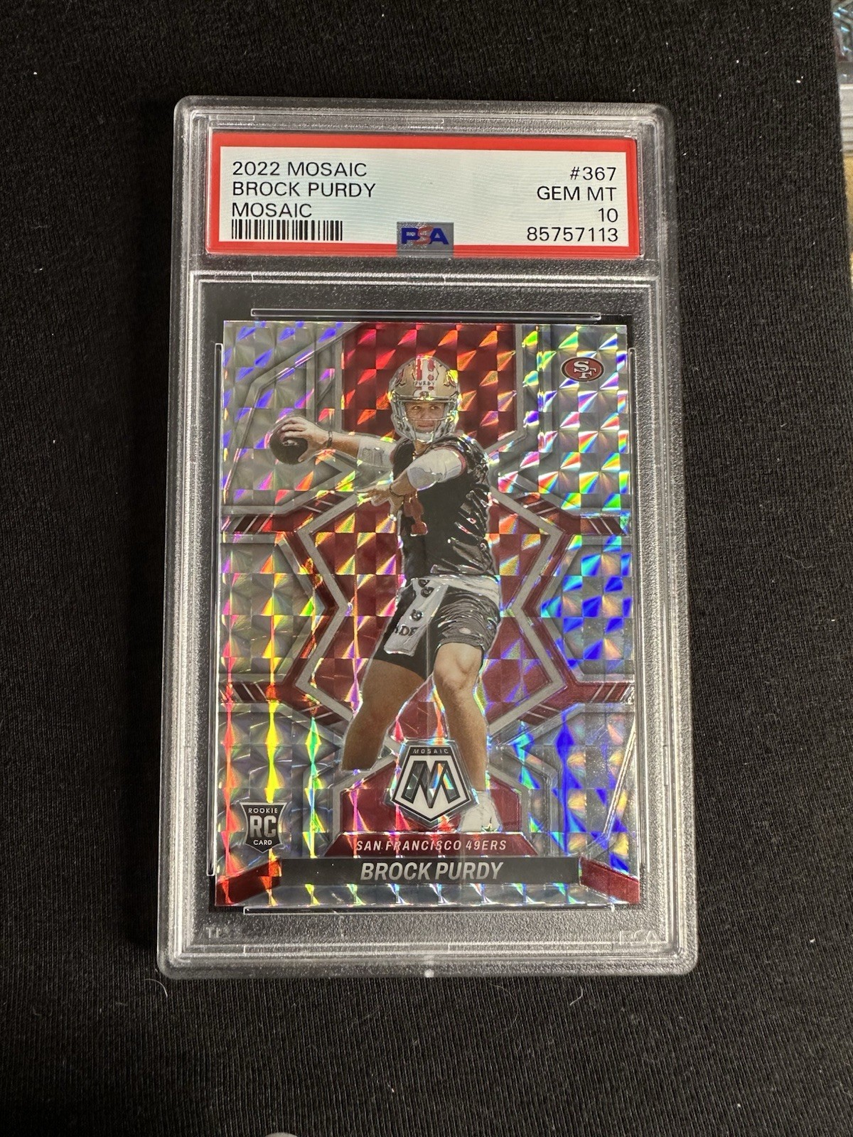 2022 Panini Mosaic Brock Purdy Silver #367 San Fran 49ers Rookie (RC) PSA 10
