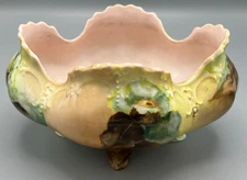 Porcelain Scalloped Footed Nut Bowl Hand Painted Unmarked