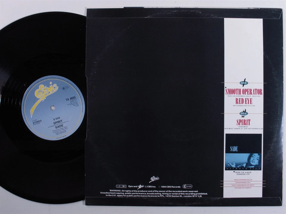 SADE Smooth Operator EPIC 12" VG++ 45rpm uk HEAR - Image 2 of 2