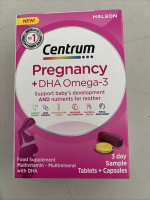 12 Packungen Centrum Schwangerschaft DHA Omega-3 Unterstützung Baby Entwicklung Probe Tabletten