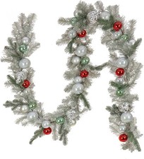 National Tree Company Be Merry Silver Christmas Garland with Ornaments,