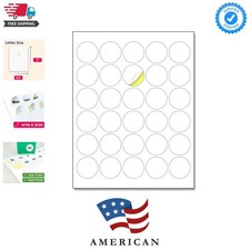 1.5" Round Matte White Sticker Label, Laser/Inkjet Printing - Letter Size, 30...