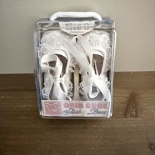 Vintage 2002 NEW old stock Baby Deer White Satin Lace Ribbon Crib Shoe Size 0