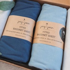 2 PCS Bassinet Fitted Sheets 33x20 Inch Cotton Dusty Blue Navy Bedside