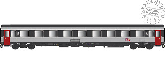 Ls Models 40386 - H0 1:87 wagen Personenwagen SNCF Vse Livree Corail, 2° Class