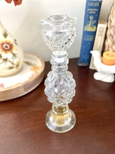 Vintage Avon Regency Cut Glass Perfume Bottle Nostalgic Candle Holder Vase w Lid