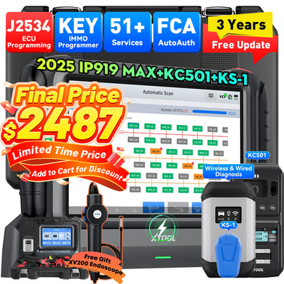 XTOOL IP919 MAX KC501 KS-1 Key Programmer J2534 ECU Programming OBD2 Scanner FCA