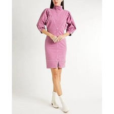 Isabel Marant toile Pink Puff Sleeve Denim Cotton Mini Dress Size EU 34