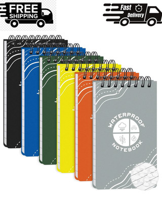 Thboxes 6 Pack Waterproof Pocket Notebook, 5'' x 3'' Top-Spiral Waterproof All Wea