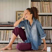 Frank Eileen 268 Eileen Distressed Famous Denim Vintage Wash Shirt; S