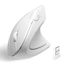 PERIMICE-713W Wireless Ergonomic Vertical Mouse 2.4G USB 6-Button White