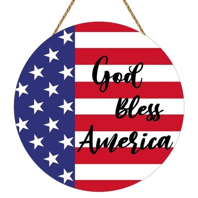 4Th of July Decorations Patriotic Wreath American Flag God Bless America Sign Wo