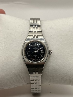 Vintage 1972 SEIKO 2205-0390 Black Round Date Bracelet Automatic Woman Watch