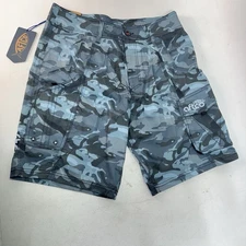 AFTCO M80 Stealth Fishing Shorts Green Camo Mens INSEAM 10" - Size 32