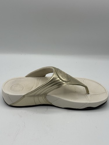 Fitflop Sandals Woman Size 9 Gold Walkstar Limited Edition Leather Toe-post - Picture 3 of 13
