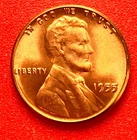 1955-P Lincoln Wheat Cent Penny GEM RED BU From an Original Bank Roll