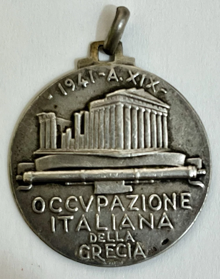 Segunda Guerra Mundial Ocupación Italiana de Grecia Medalla 1941 Campaña Conmemorativa ¡Medalla PLATA! Foto 3 de 4