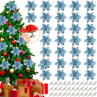 30 StüCk Weihnachtsdekoration Blumen, Weihnachten Blumen, Glitzer KüNstliche Wei