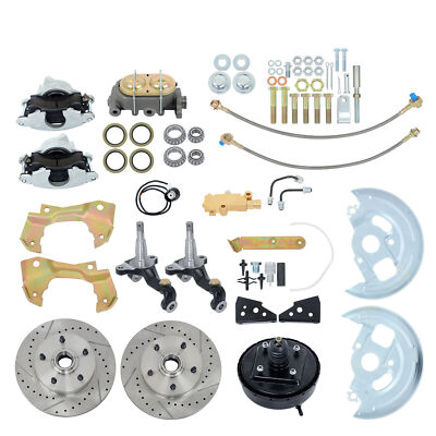 LABLT Front Disc Brake Conversion Kit Cross Drilled Rotors For GM A F X Body