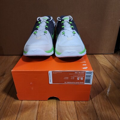 New Nike Men Flex Supreme TR White Electric Green Dark Gray 