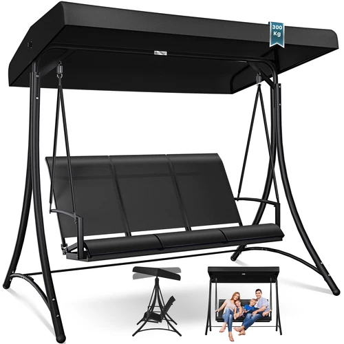 KESSER® Hollywoodschaukel Gartenschaukel mit Sonnendach 3er Schaukelbank 300kg - Bild 34 von 41