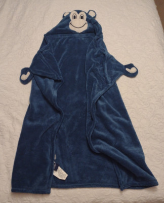 Cuddly Buddies Blue Monkey Berkshire Blanket Robe Wrap Hooded Animal soft Plush