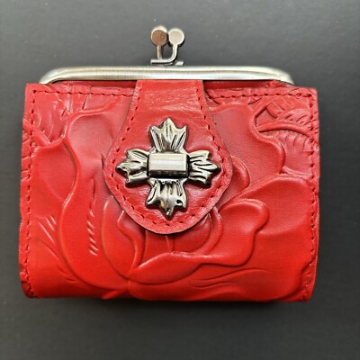 Patricia Nash Casella Leather Bifold Wallet Papaya/Red