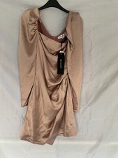 elliatt ruched shoulder satin dress size s 