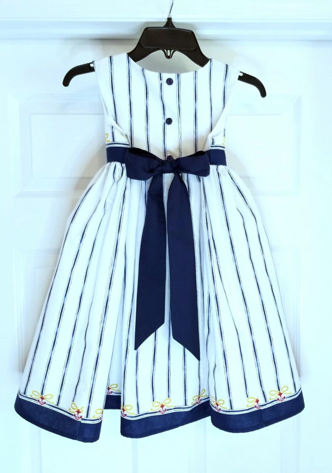 Daisy Kingdom Little Girl's Handmade Sleeveless Nautical/Sailor Dress-Size-4 - Image 3 of 4